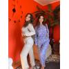 imageEkouaer Womens 2 Pack Pajama Set Long Sleeve Pajamas Top and Pants V Neck Pjs Set Soft Loungewear with PocketsPurple Star  Beige