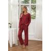 imageEkouaer Womens 2 Pack Pajama Set Long Sleeve Pajamas Top and Pants V Neck Pjs Set Soft Loungewear with PocketsWine Red  Light Gray