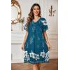 imageEkouaer Womens House Dress Floral Print Moo Moos Nightgowns Moomoo Dresses Mumus with PocketsBlue Green