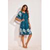 imageEkouaer Womens House Dress Floral Print Moo Moos Nightgowns Moomoo Dresses Mumus with PocketsBlue Green