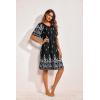imageEkouaer Womens House Dress Floral Print Moo Moos Nightgowns Moomoo Dresses Mumus with PocketsFloral Black