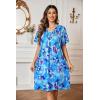 imageEkouaer Womens House Dress Floral Print Moo Moos Nightgowns Moomoo Dresses Mumus with PocketsFloral Blue