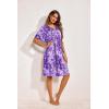 imageEkouaer Womens House Dress Floral Print Moo Moos Nightgowns Moomoo Dresses Mumus with PocketsFloral Purple