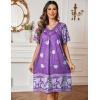 imageEkouaer Womens House Dress Floral Print Moo Moos Nightgowns Moomoo Dresses Mumus with PocketsPurple