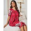 imageEkouaer Womens House Dress Floral Print Moo Moos Nightgowns Moomoo Dresses Mumus with PocketsRed