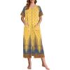 imageEkouaer Women Robes Zipper Front Short Sleeve Full Length Housecoat with Pockets Loungewear S4XLBlack Leaves