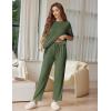 imageEkouaer Lounge Sets for Women Short Sleeve Tops and Long Pants Soft Comfy Pajamas Set 2 Piece Outfits SXXLArmy Green