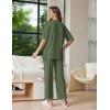 imageEkouaer Lounge Sets for Women Short Sleeve Tops and Long Pants Soft Comfy Pajamas Set 2 Piece Outfits SXXLArmy Green