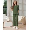 imageEkouaer Lounge Sets for Women Short Sleeve Tops and Long Pants Soft Comfy Pajamas Set 2 Piece Outfits SXXLArmy Green
