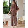 imageEkouaer Lounge Sets for Women Short Sleeve Tops and Long Pants Soft Comfy Pajamas Set 2 Piece Outfits SXXLBrown