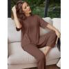 imageEkouaer Lounge Sets for Women Short Sleeve Tops and Long Pants Soft Comfy Pajamas Set 2 Piece Outfits SXXLBrown