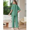 imageEkouaer Lounge Sets for Women Short Sleeve Tops and Long Pants Soft Comfy Pajamas Set 2 Piece Outfits SXXLGray Green
