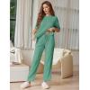 imageEkouaer Lounge Sets for Women Short Sleeve Tops and Long Pants Soft Comfy Pajamas Set 2 Piece Outfits SXXLGray Green