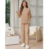 imageEkouaer Lounge Sets for Women Short Sleeve Tops and Long Pants Soft Comfy Pajamas Set 2 Piece Outfits SXXLKhaki