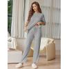 imageEkouaer Lounge Sets for Women Short Sleeve Tops and Long Pants Soft Comfy Pajamas Set 2 Piece Outfits SXXLLight Gray