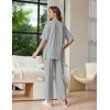imageEkouaer Lounge Sets for Women Short Sleeve Tops and Long Pants Soft Comfy Pajamas Set 2 Piece Outfits SXXLLight Gray