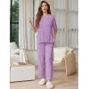 imageEkouaer Lounge Sets for Women Short Sleeve Tops and Long Pants Soft Comfy Pajamas Set 2 Piece Outfits SXXLLilac