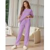 imageEkouaer Lounge Sets for Women Short Sleeve Tops and Long Pants Soft Comfy Pajamas Set 2 Piece Outfits SXXLLilac