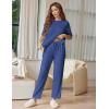 imageEkouaer Lounge Sets for Women Short Sleeve Tops and Long Pants Soft Comfy Pajamas Set 2 Piece Outfits SXXLNavy
