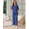 imageEkouaer Lounge Sets for Women Short Sleeve Tops and Long Pants Soft Comfy Pajamas Set 2 Piece Outfits SXXLNavy
