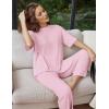 imageEkouaer Lounge Sets for Women Short Sleeve Tops and Long Pants Soft Comfy Pajamas Set 2 Piece Outfits SXXLPink