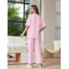 imageEkouaer Lounge Sets for Women Short Sleeve Tops and Long Pants Soft Comfy Pajamas Set 2 Piece Outfits SXXLPink