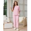 imageEkouaer Lounge Sets for Women Short Sleeve Tops and Long Pants Soft Comfy Pajamas Set 2 Piece Outfits SXXLPink