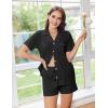 imageEkouaer Pajama Set Women Classic Loose Short Sleeve Button Down Pjs Set Soft Sleepwear Loungewear with PocketsBlack