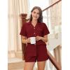 imageEkouaer Pajama Set Women Classic Loose Short Sleeve Button Down Pjs Set Soft Sleepwear Loungewear with PocketsBurgundy