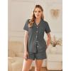 imageEkouaer Pajama Set Women Classic Loose Short Sleeve Button Down Pjs Set Soft Sleepwear Loungewear with PocketsDark Gray