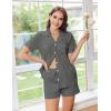 imageEkouaer Pajama Set Women Classic Loose Short Sleeve Button Down Pjs Set Soft Sleepwear Loungewear with PocketsDark Gray