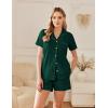 imageEkouaer Pajama Set Women Classic Loose Short Sleeve Button Down Pjs Set Soft Sleepwear Loungewear with PocketsDark Green
