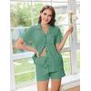 imageEkouaer Pajama Set Women Classic Loose Short Sleeve Button Down Pjs Set Soft Sleepwear Loungewear with PocketsGreen