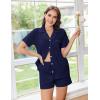 imageEkouaer Pajama Set Women Classic Loose Short Sleeve Button Down Pjs Set Soft Sleepwear Loungewear with PocketsNavy Blue