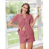 imageEkouaer Pajama Set Women Classic Loose Short Sleeve Button Down Pjs Set Soft Sleepwear Loungewear with PocketsPale Violet Red