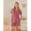 imageEkouaer Pajama Set Women Classic Loose Short Sleeve Button Down Pjs Set Soft Sleepwear Loungewear with PocketsPale Violet Red