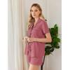 imageEkouaer Pajama Set Women Classic Loose Short Sleeve Button Down Pjs Set Soft Sleepwear Loungewear with PocketsPale Violet Red