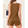 imageEkouaer Ribbed 2 Piece Lounge Sets Sleeveless Pajama Tank and Shorts Set Summer Pjs Loungewear Matching Outfits for WomenLight Brown