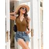 imageEkouaer Ribbed 2 Piece Lounge Sets Sleeveless Pajama Tank and Shorts Set Summer Pjs Loungewear Matching Outfits for WomenLight Brown