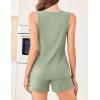 imageEkouaer Ribbed 2 Piece Lounge Sets Sleeveless Pajama Tank and Shorts Set Summer Pjs Loungewear Matching Outfits for WomenLight Green