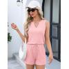 imageEkouaer Ribbed 2 Piece Lounge Sets Sleeveless Pajama Tank and Shorts Set Summer Pjs Loungewear Matching Outfits for WomenLight Pink