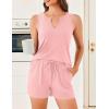 imageEkouaer Ribbed 2 Piece Lounge Sets Sleeveless Pajama Tank and Shorts Set Summer Pjs Loungewear Matching Outfits for WomenLight Pink