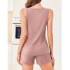 imageEkouaer Ribbed 2 Piece Lounge Sets Sleeveless Pajama Tank and Shorts Set Summer Pjs Loungewear Matching Outfits for WomenPink