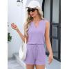 imageEkouaer Ribbed 2 Piece Lounge Sets Sleeveless Pajama Tank and Shorts Set Summer Pjs Loungewear Matching Outfits for WomenPurple