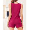 imageEkouaer Ribbed 2 Piece Lounge Sets Sleeveless Pajama Tank and Shorts Set Summer Pjs Loungewear Matching Outfits for WomenRose Red