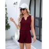 imageEkouaer Ribbed 2 Piece Lounge Sets Sleeveless Pajama Tank and Shorts Set Summer Pjs Loungewear Matching Outfits for WomenWine Red