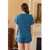 imageEkouaer Womens Pajama Sets 2 Piece Pjs Short Sleeve Lounge Set Soft Comfy Sleepwear Loungewear SXXLBlue