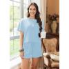 imageEkouaer Womens Pajama Sets 2 Piece Pjs Short Sleeve Lounge Set Soft Comfy Sleepwear Loungewear SXXLClear Blue