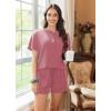 imageEkouaer Womens Pajama Sets 2 Piece Pjs Short Sleeve Lounge Set Soft Comfy Sleepwear Loungewear SXXLOld Rose