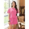 imageEkouaer Womens Pajama Sets 2 Piece Pjs Short Sleeve Lounge Set Soft Comfy Sleepwear Loungewear SXXLRose Red